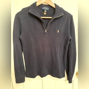 Polo Ralph Lauren long sleeved quarter sip with polo emblem navy blue
